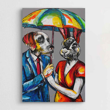 London Rain and Loving It (Original Painting)