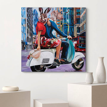 London Vespa Lovers (Original Painting)