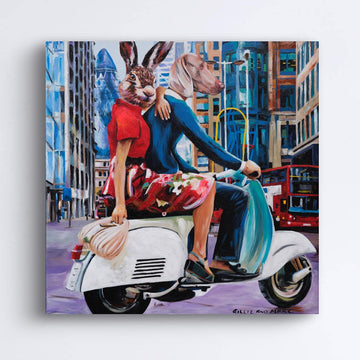 London Vespa Lovers (Original Painting)