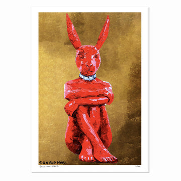 Lost Rabbit in Red and Gold (Print)