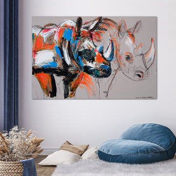 Lumi, the Disappearing White Rhino (Original Painting)