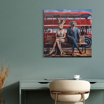 Meeting at The Bus Stop (Original Painting)