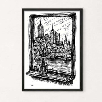 Melbourne Through the Window (Giclee Canvas Print)