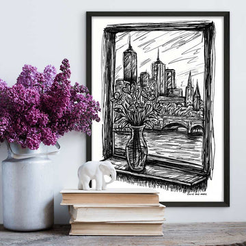 Melbourne Through the Window (Giclee Canvas Print)