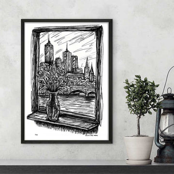 Melbourne Through the Window (Giclee Canvas Print)