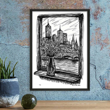 Melbourne Through the Window (Giclee Canvas Print)