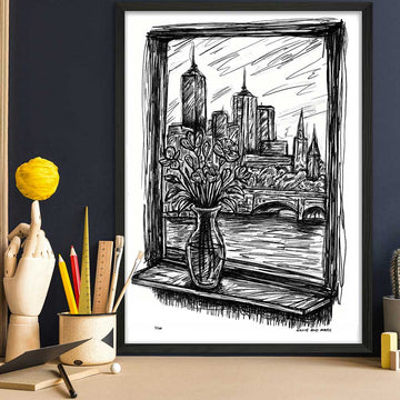 Melbourne Through the Window (Giclee Canvas Print)