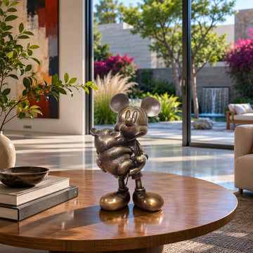 Mickey Loves Pandas (Bronze Sculpture, Miniature Collection)