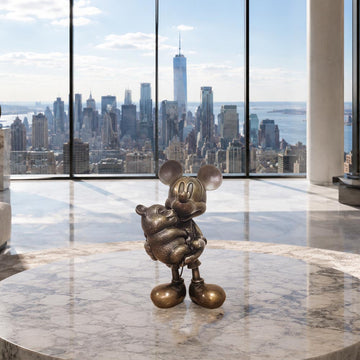 Mickey Loves Pandas (Bronze Sculpture, Miniature Collection)