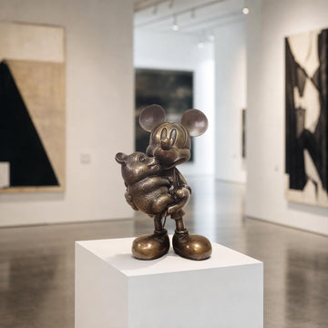 Mickey Loves Pandas (Bronze Sculpture, Miniature Collection)