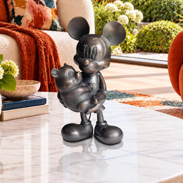 Mickey Loves Pandas (Bronze Sculpture, Miniature Collection)