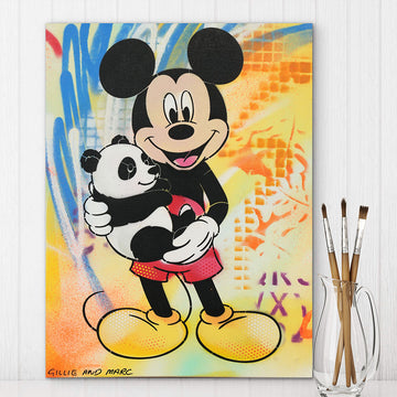 Mickey Is a Panda Lover (Original Painting)