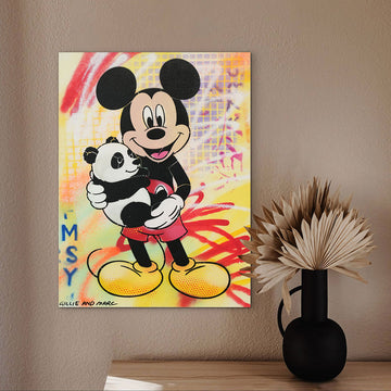 Panda Friendship With Mickey (Original Painting)