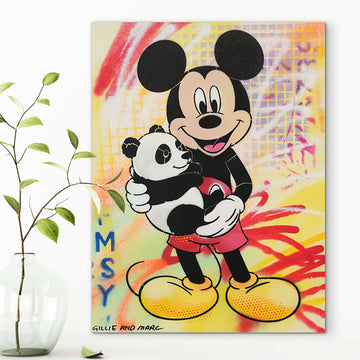 Panda Friendship With Mickey (Original Painting)