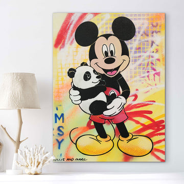 Panda Friendship With Mickey (Original Painting)