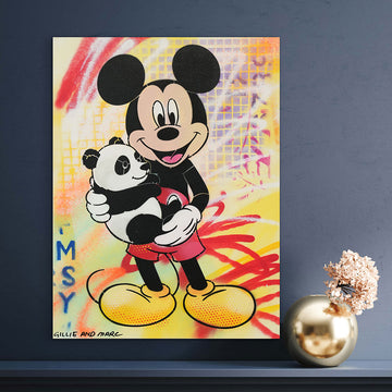 Panda Friendship With Mickey (Original Painting)
