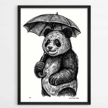 Panda Loved Singing in the Rain (Giclee Canvas Print)