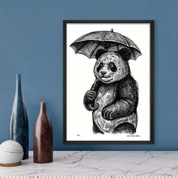 Panda Loved Singing in the Rain (Giclee Canvas Print)