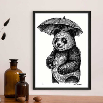 Panda Loved Singing in the Rain (Giclee Canvas Print)