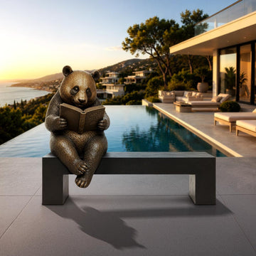 Panda Saved You a Seat, Dreaming Between the Pages (Bronze Sculpture)