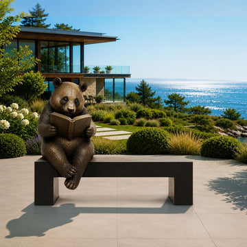 Panda Saved You a Seat, Dreaming Between the Pages (Bronze Sculpture)
