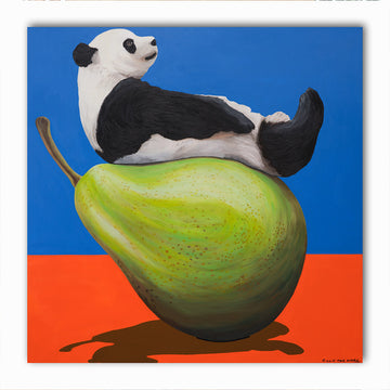 Panda's Pear-fect Balance (Original Painting)