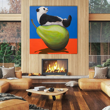 Panda's Pear-fect Balance (Original Painting)