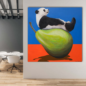 Panda's Pear-fect Balance (Original Painting)