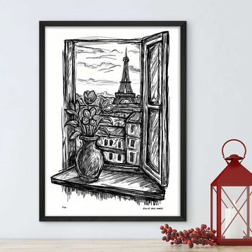 Paris Through the Window (Giclee Canvas Print)