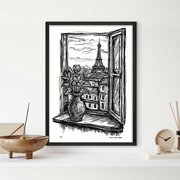 Paris Through the Window (Giclee Canvas Print)