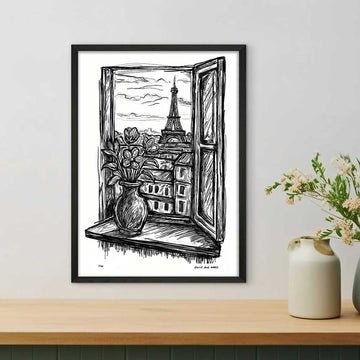 Paris Through the Window (Giclee Canvas Print)