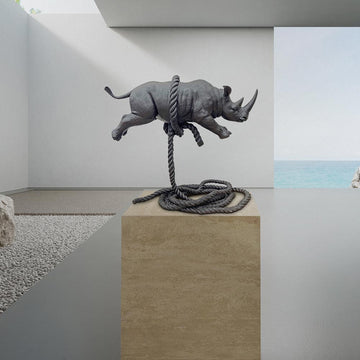 The Rhino Was Ready to Take Off (Bronze Sculpture, Mid-Size)