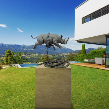 The Rhino Was Ready to Take Off (Bronze Sculpture, Mid-Size)