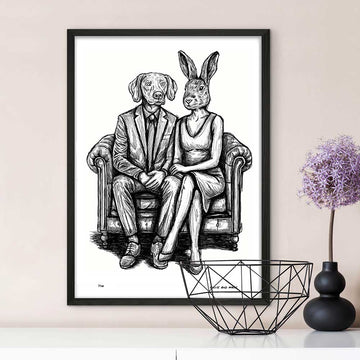 Rabbitwoman and Dogman Are Comfy (Giclee Canvas Print)