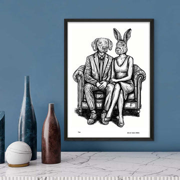 Rabbitwoman and Dogman Are Comfy (Giclee Canvas Print)
