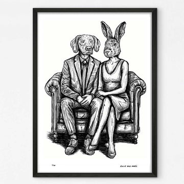 Rabbitwoman and Dogman Are Comfy (Giclee Canvas Print)