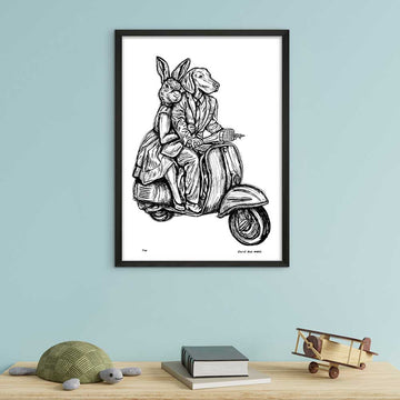 Rabbitwoman and Dogman Break the Speed Limit (Giclee Canvas Print)