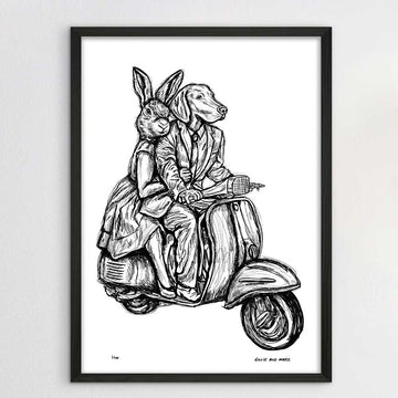 Rabbitwoman and Dogman Break the Speed Limit (Giclee Canvas Print)