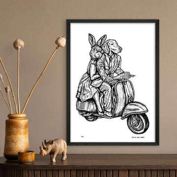 Rabbitwoman and Dogman Break the Speed Limit (Giclee Canvas Print)
