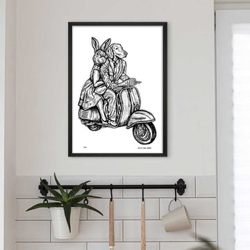 Rabbitwoman and Dogman Break the Speed Limit (Giclee Canvas Print)