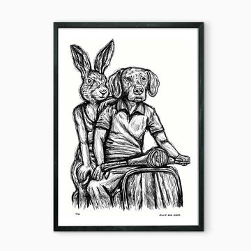 Rabbitwoman and Dogman on the Road Again (Giclee Canvas Print)