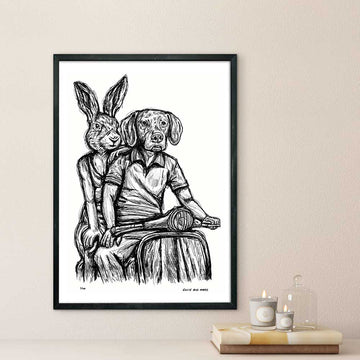 Rabbitwoman and Dogman on the Road Again (Giclee Canvas Print)