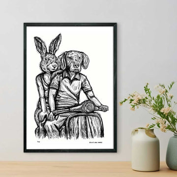 Rabbitwoman and Dogman on the Road Again (Giclee Canvas Print)