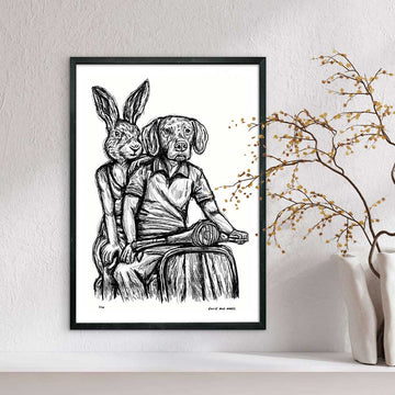Rabbitwoman and Dogman on the Road Again (Giclee Canvas Print)