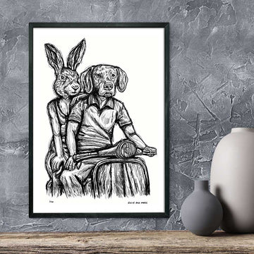 Rabbitwoman and Dogman on the Road Again (Giclee Canvas Print)