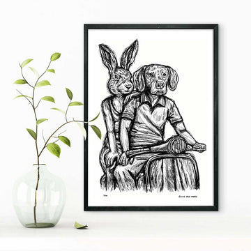 Rabbitwoman and Dogman on the Road Again (Giclee Canvas Print)