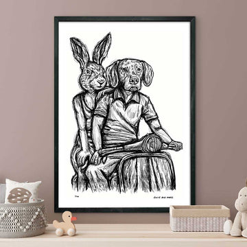 Rabbitwoman and Dogman on the Road Again (Giclee Canvas Print)