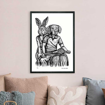 Rabbitwoman and Dogman on the Road Again (Giclee Canvas Print)