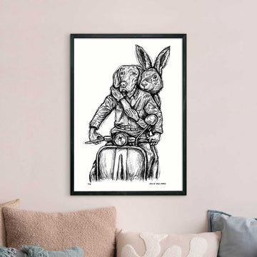 Rabbitwoman and Dogman Were Happy Travellers (Giclee Canvas Print)