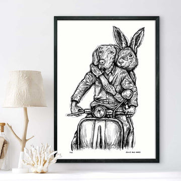 Rabbitwoman and Dogman Were Happy Travellers (Giclee Canvas Print)